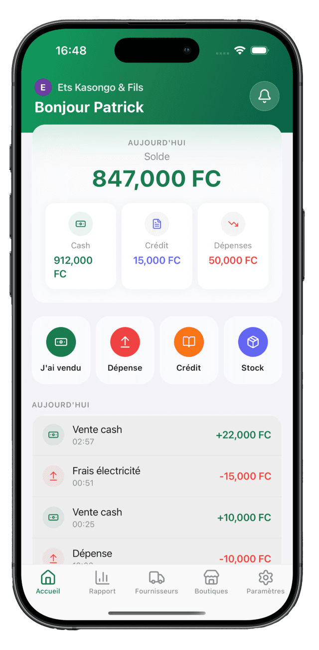 BiasharApp — tableau de bord